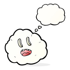cartoon spooky cloud with thought bubble
