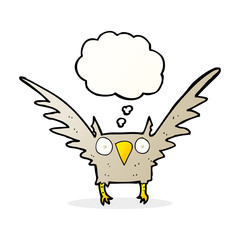 cartoon owl with thought bubble