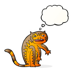 cartoon tiger with thought bubble