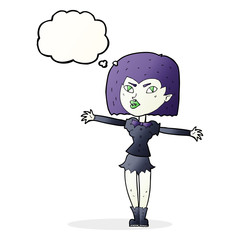 cartoon vampire girl with thought bubble