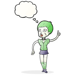 cartoon halloween girl with thought bubble