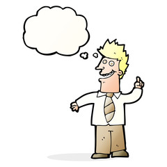 cartoon man with good idea with thought bubble
