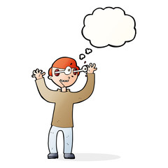 cartoon man with eyes popping out of head with thought bubble