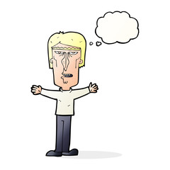 cartoon angry man with thought bubble