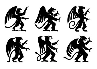Heraldic griffins with raised paws