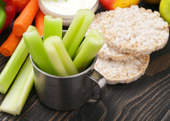 Celery stalk with vegetables and diet bread