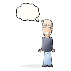 cartoon dad shrugging shoulders with thought bubble