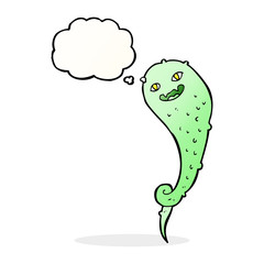cartoon spooky ghost with thought bubble