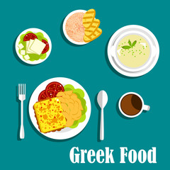 Greek dishes of mediterranean cuisine