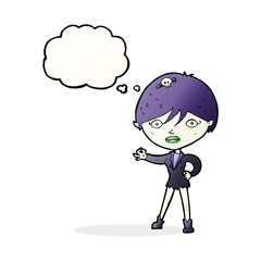 cartoon vampire girl with thought bubble