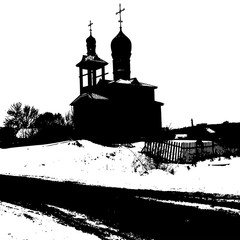 Silhouette of the old church. Vector illustration