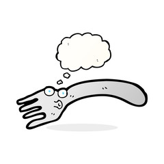 cartoon fork with thought bubble