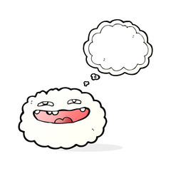 happy cartoon cloud with thought bubble