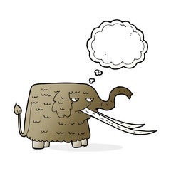 cartoon woolly mammoth with thought bubble