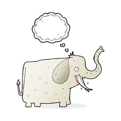 cartoon happy elephant with thought bubble