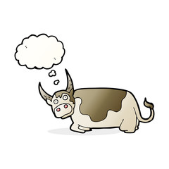 cartoon bull with thought bubble