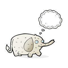 cartoon funny little elephant with thought bubble