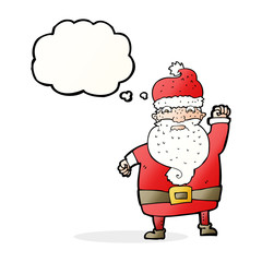 cartoon angry santa claus with thought bubble