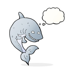 cartoon shark with thought bubble