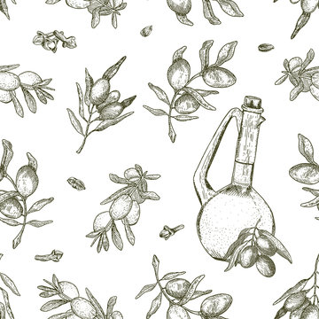 Seamless olive oil pattern
