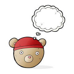 cartoon teddy bear hat with thought bubble