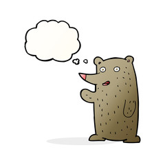 cartoon waving bear with thought bubble