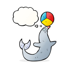 cartoon performing seal with thought bubble