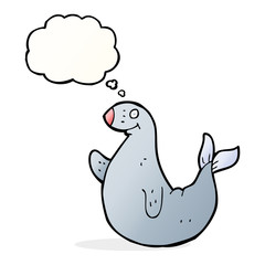 cartoon seal with thought bubble