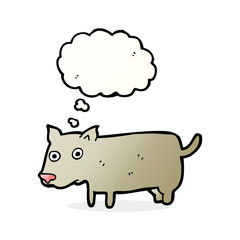 cartoon little dog with thought bubble