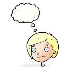 cartoon happy boy with thought bubble