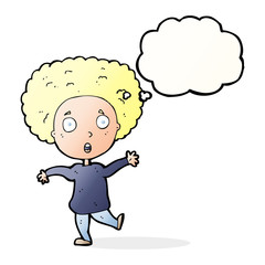 cartoon startled person with thought bubble