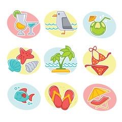 Fototapeta premium happy summer time, vector collection of symbols, emblems and ico
