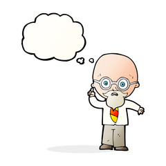 cartoon professor with thought bubble