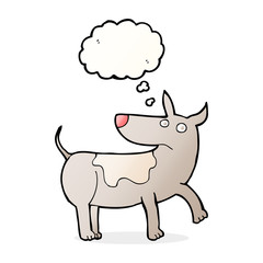 funny cartoon dog with thought bubble