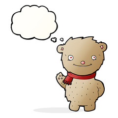 cartoon teddy bear with thought bubble