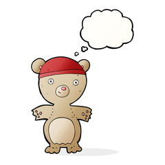cartoon teddy bear with thought bubble