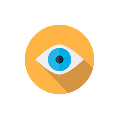 Eye icon in a flat design with long shadow