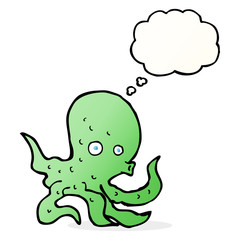 cartoon octopus with thought bubble