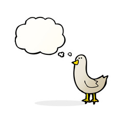 cartoon bird with thought bubble