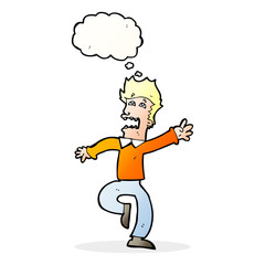 cartoon man panicking with thought bubble