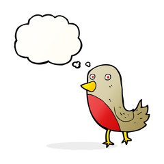 cartoon robin with thought bubble