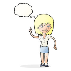 cartoon woman with idea with thought bubble