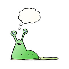 cartoon slug with thought bubble