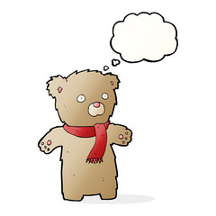 cartoon teddy bear with thought bubble