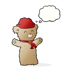 cartoon teddy bear with thought bubble