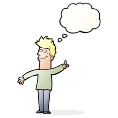 cartoon man with idea with thought bubble