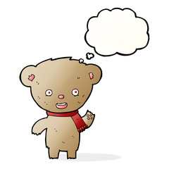 cartoon teddy bear with thought bubble