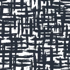 Gordijnen Vector naadloos patroon met hand getrokken penseelstreken op witte achtergrond © natikka
