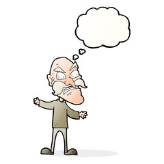 cartoon angry old man with thought bubble