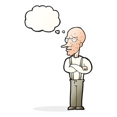 cartoon mean old man with thought bubble